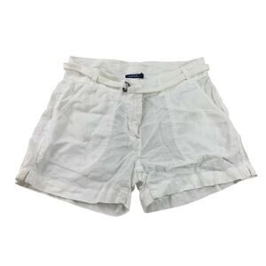 Voila St Barth 100% Linen Shorts Women FR 38‎ US S White Belted Embroidery